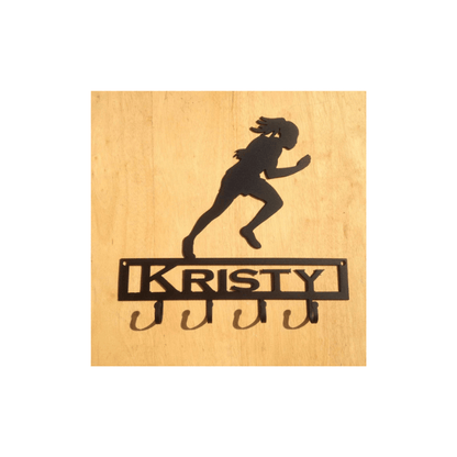 Rusty Rooster Fabrication & Design Physical product "Empowered Strides: Female Runner Key Holder - Organize Your Keys with Athletic Elegance!" (H18)