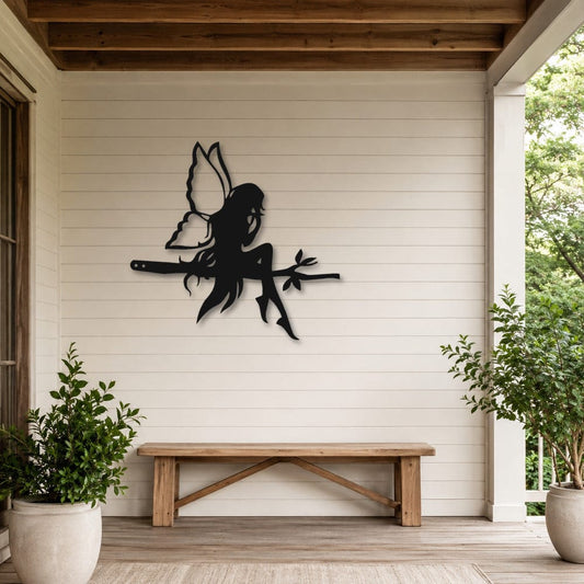 Rusty Rooster Fabrication & Design Physical product Fairy on a Branch Metal Wall Art (A60)