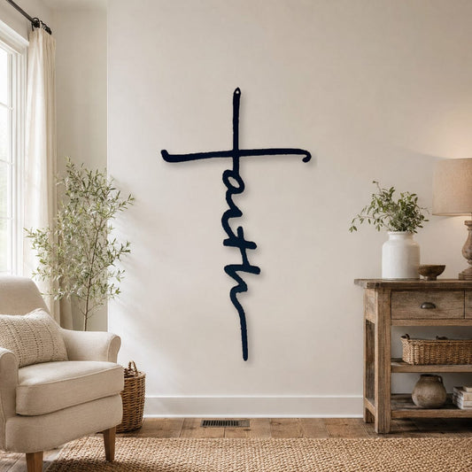 Rusty Rooster Fabrication & Design Physical product Faith Cross Metal Wall Art (B62)