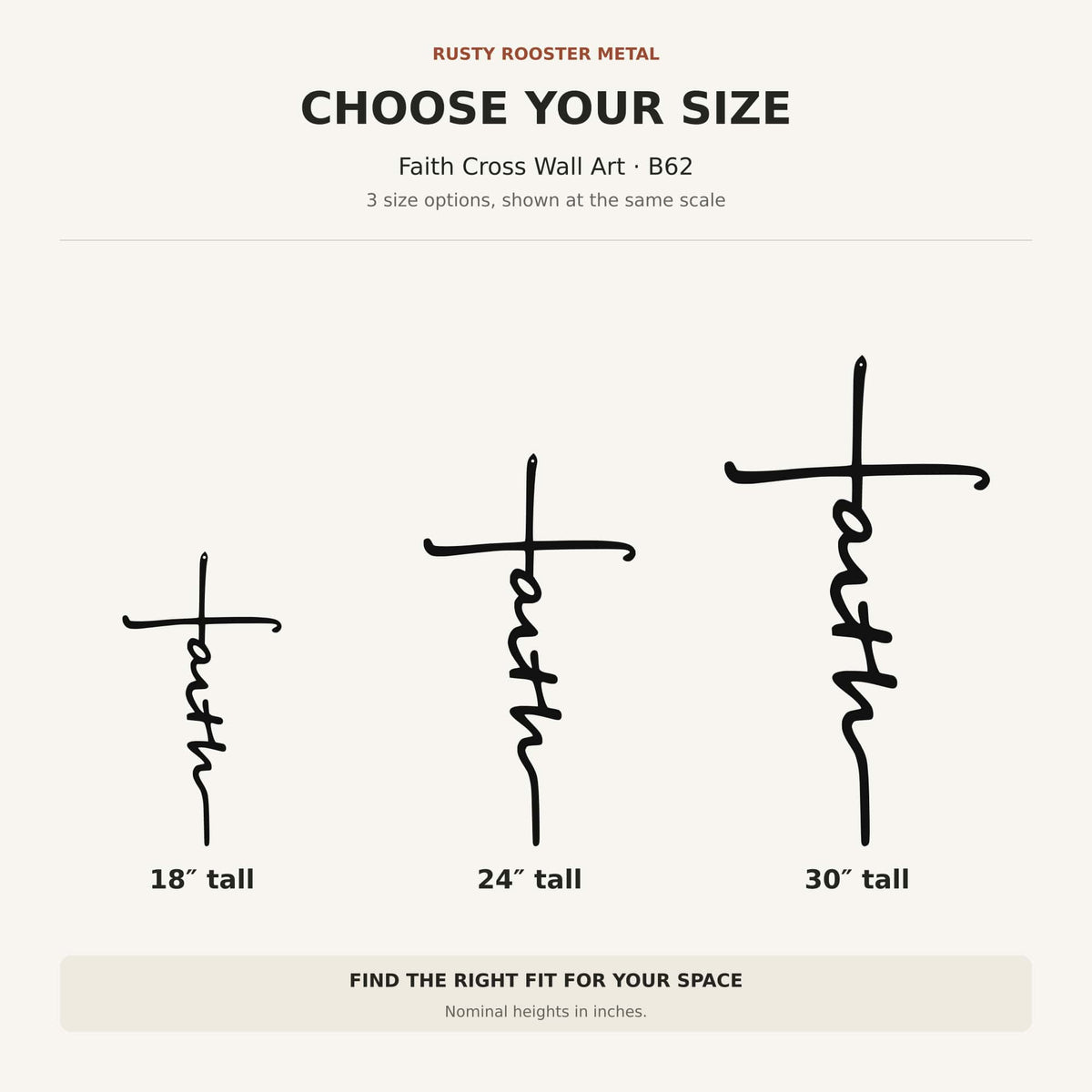 Rusty Rooster Fabrication & Design Physical product Faith Cross Metal Wall Art (B62)