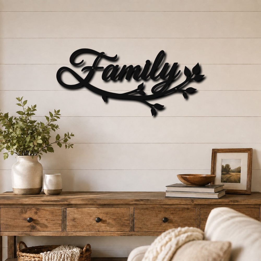 Rusty Rooster Fabrication & Design Physical product Family Tree Branch Metal Wall Art – Rustic Family Décor (B79)