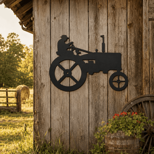 Rusty Rooster Fabrication & Design Physical product Farmer on Tractor Metal Wall Art (A4)
