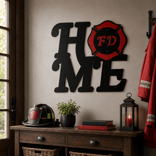 Rusty Rooster Fabrication & Design Physical product Firefighter Home Metal Wall Sign – Maltese Cross Decor (E40)