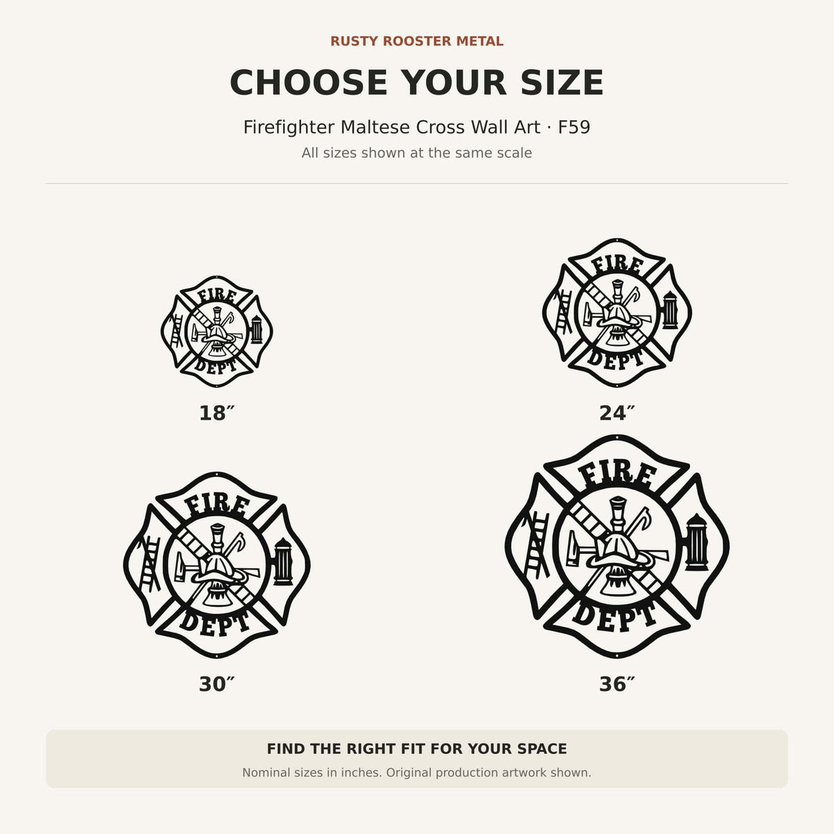 Rusty Rooster Fabrication & Design Physical product Firefighter Maltese Cross Metal Wall Art (F59)