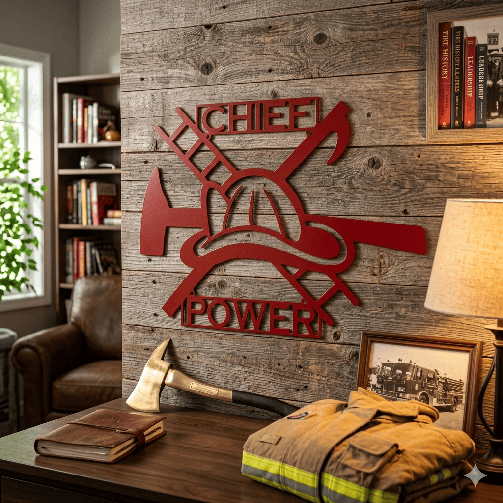 Fireman Helmet Sign with Custom Text Field