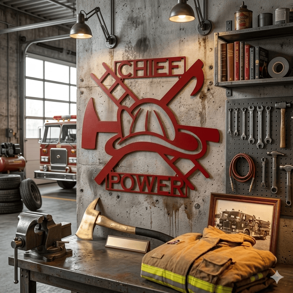 Fireman Helmet Sign with Custom Text Field