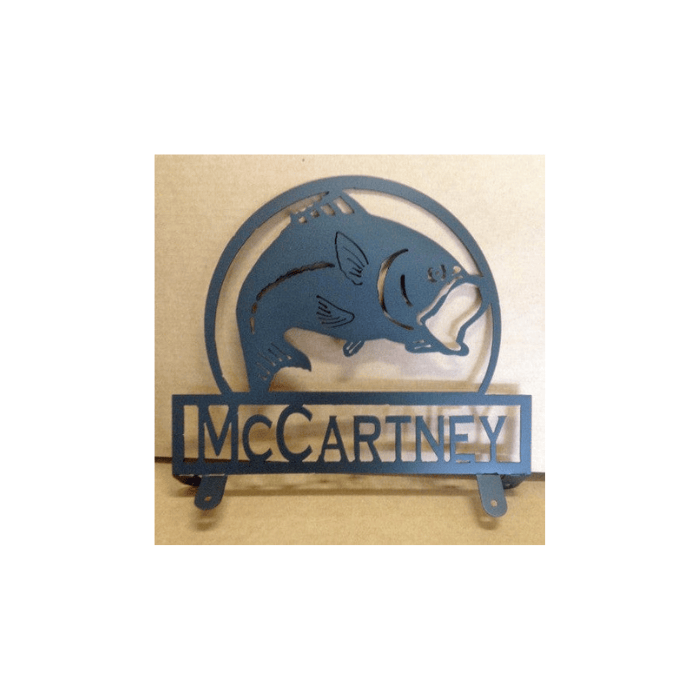 Rusty Rooster Fabrication & Design Physical product Fishing Mailbox Topper – Bass Silhouette with Custom Text for Outdoorsmen (I30)