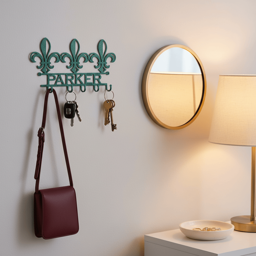 Rusty Rooster Fabrication & Design Physical product Fleur De Lis  Key Holder with Custom Text Field (Y14)