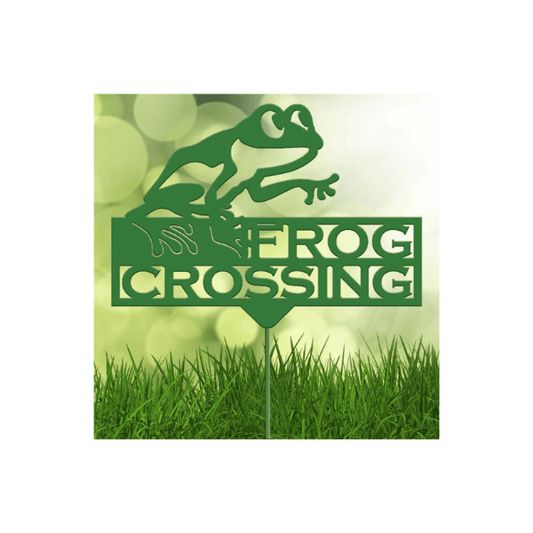 Rusty Rooster Fabrication & Design Physical product Frog Crossing Metal Garden Stake (H31)