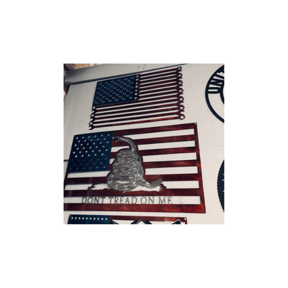 Rusty Rooster Fabrication & Design Physical product Gadsden Don't Tread On Me American Flag - Patriotic Metal Sign - Home Decor - Patriotic Decor - Gadsden Flag - Metal Art (A75)