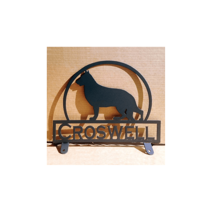 Rusty Rooster Fabrication & Design Physical product German Shepherd Mailbox Topper – Custom Metal Sign with Personalized Text Field (E21)