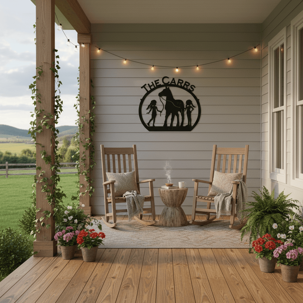 Rusty Rooster Fabrication & Design Physical product Girls with Horse and Custom Text (E16)