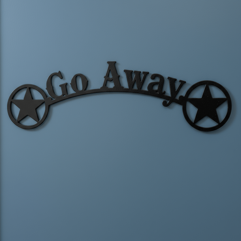 Rusty Rooster Fabrication & Design Physical product Go Away Sign with Texas Stars (Y11)
