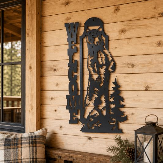 Rusty Rooster Fabrication & Design Physical product Grizzly Bear Welcome Metal Sign (C40)