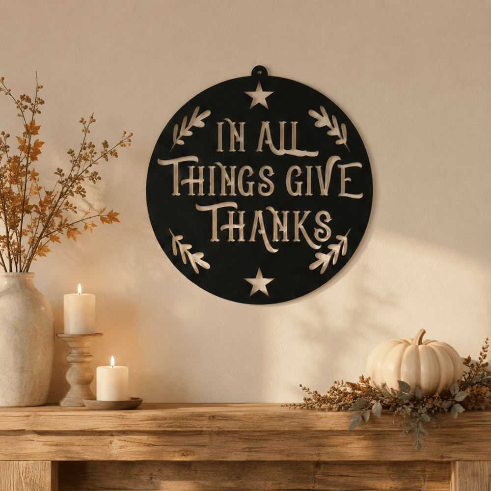 Rusty Rooster Fabrication & Design Physical product In All Things Give Thanks Metal Wall Sign (G41)