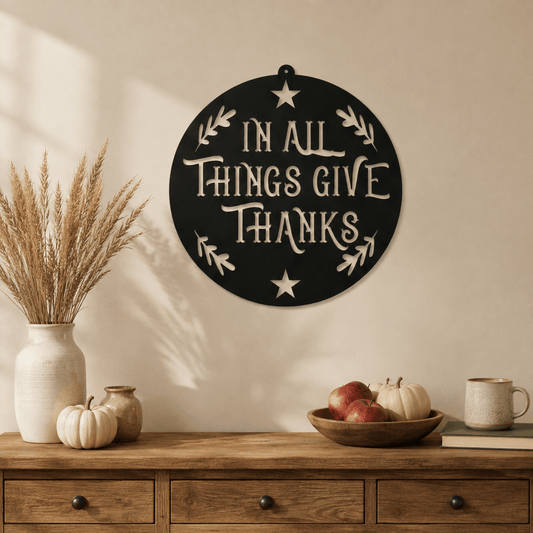 Rusty Rooster Fabrication & Design Physical product In All Things Give Thanks Metal Wall Sign (G41)