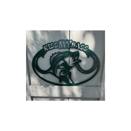 Rusty Rooster Fabrication & Design Physical product Kiss My Bass Metal Sign | Rusty Rooster Metal C93