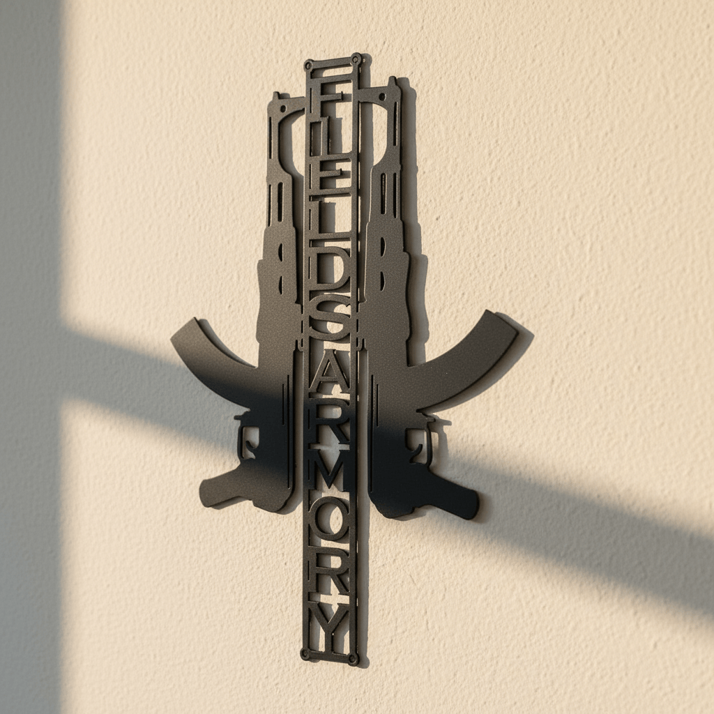 Rusty Rooster Fabrication & Design Physical product Metal Art Guns with Custom Text (S13)
