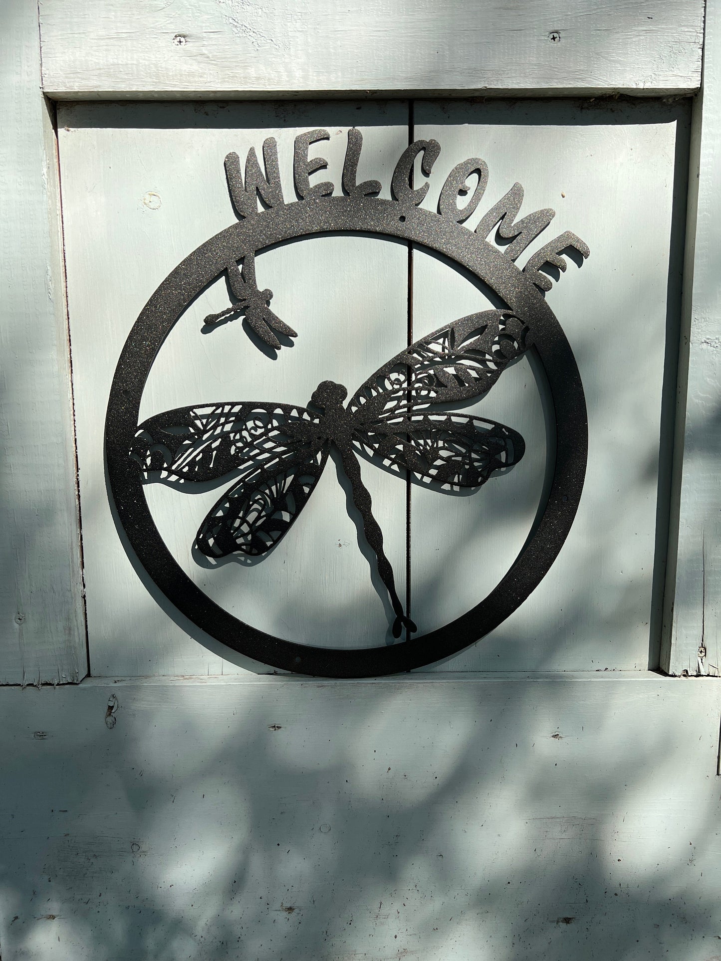 Rusty Rooster Fabrication & Design Physical product Metal welcome sign with dragonflys (D52)