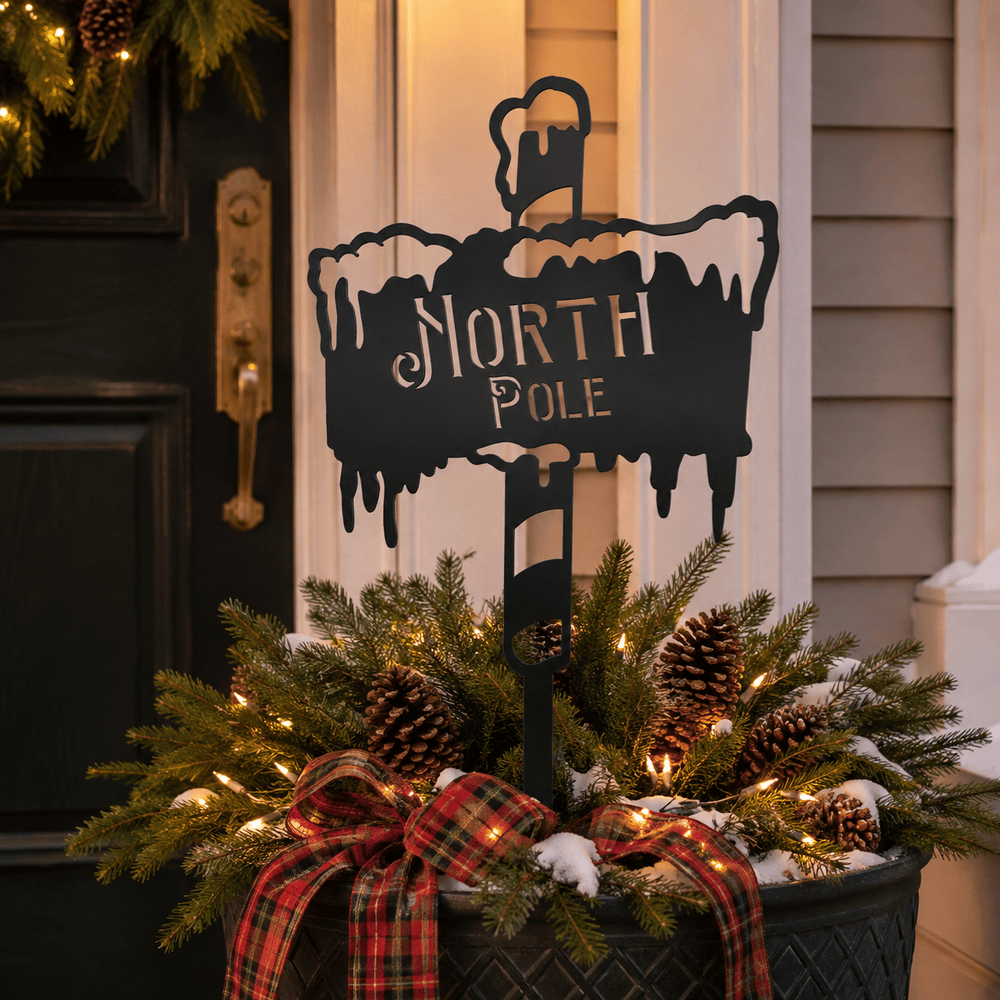 Rusty Rooster Fabrication & Design Physical product North Pole Christmas Metal Sign (C83)