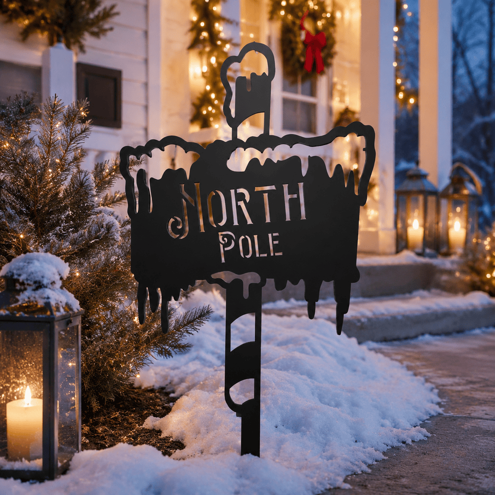Rusty Rooster Fabrication & Design Physical product North Pole Christmas Metal Sign (C83)