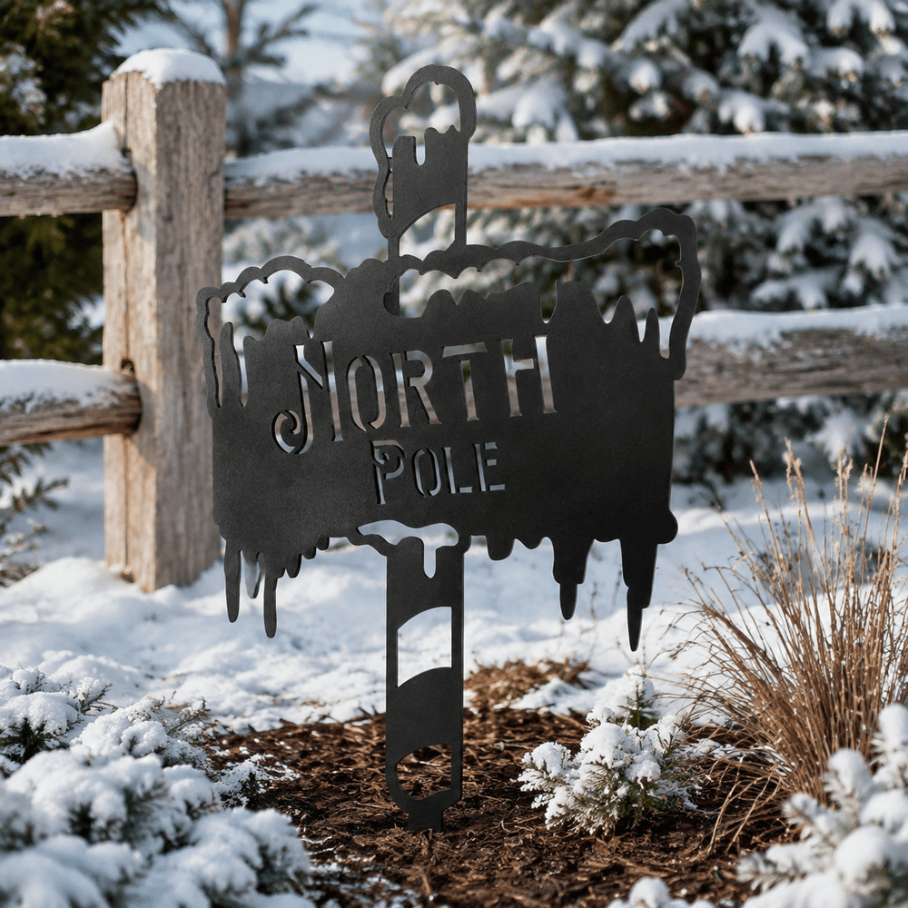 Rusty Rooster Fabrication & Design Physical product North Pole Christmas Metal Sign (C83)