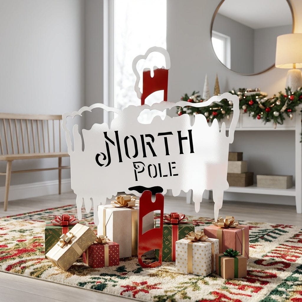 Rusty Rooster Fabrication & Design Physical product North Pole Christmas Sign: Elevate Your Holiday Decor C83