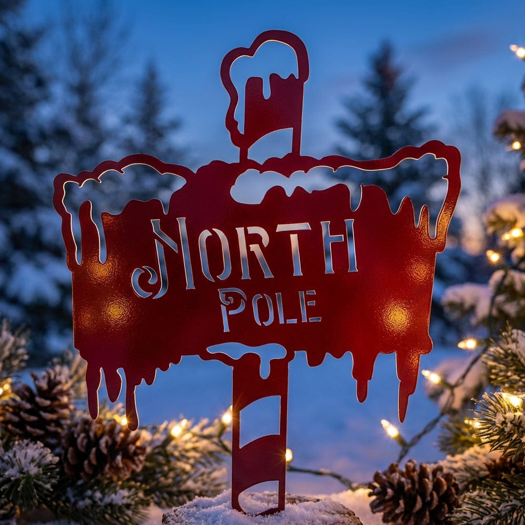 Rusty Rooster Fabrication & Design Physical product North Pole Christmas Sign: Elevate Your Holiday Decor C83