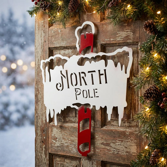 Rusty Rooster Fabrication & Design Physical product North Pole Christmas Sign: Elevate Your Holiday Decor C83