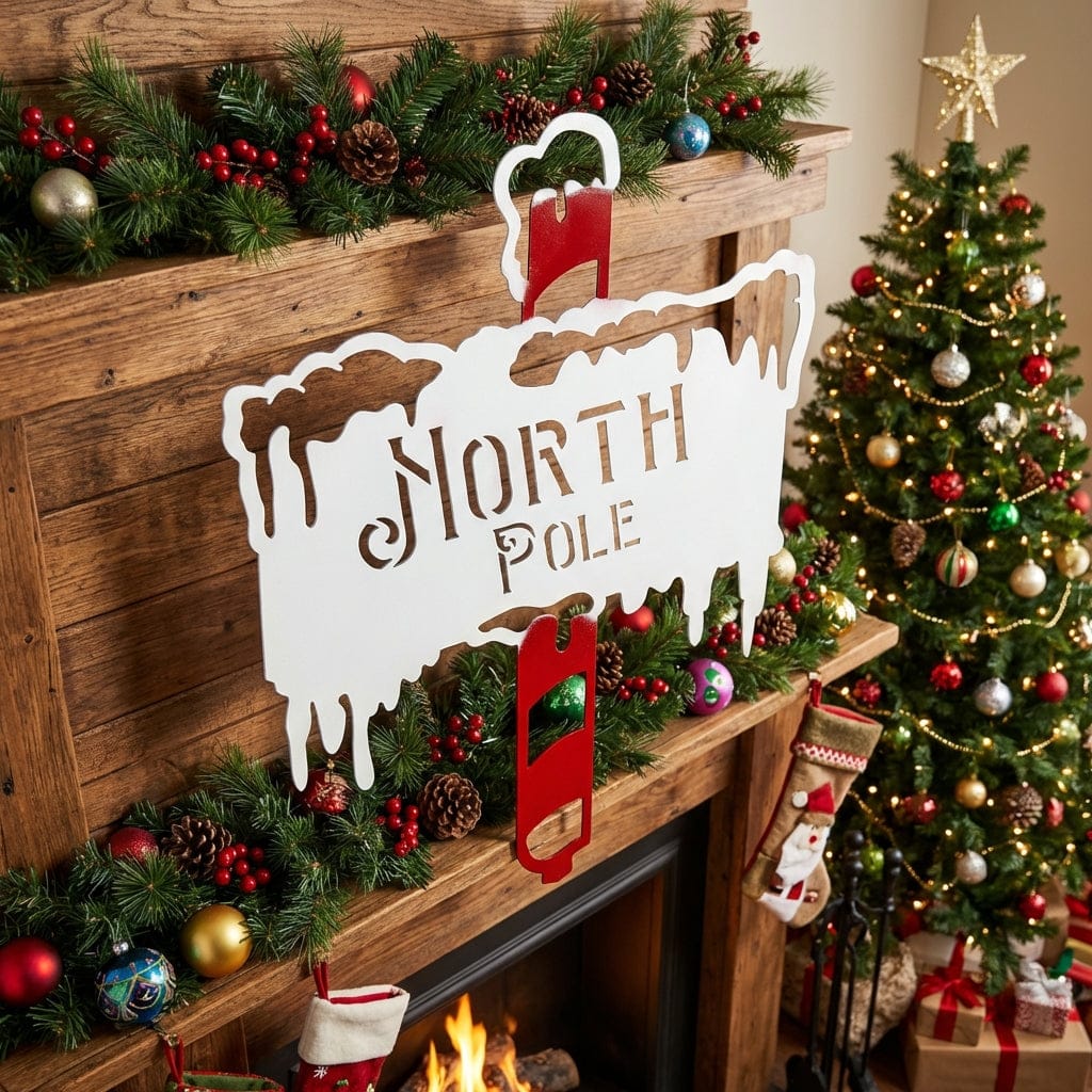 Rusty Rooster Fabrication & Design Physical product North Pole Christmas Sign: Elevate Your Holiday Decor C83