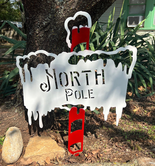 Rusty Rooster Fabrication & Design Physical product North Pole Christmas Sign: Elevate Your Holiday Decor C83