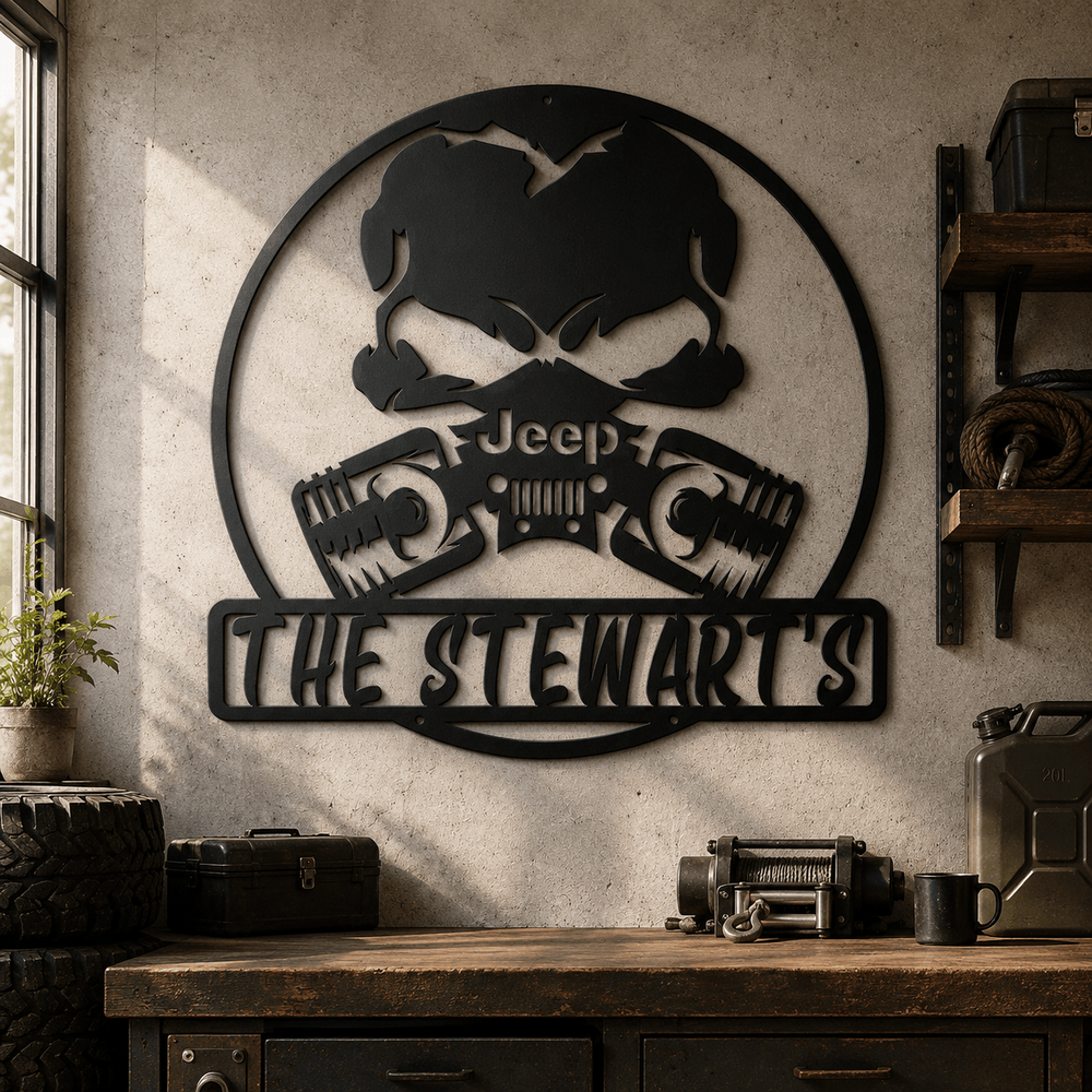 Rusty Rooster Fabrication & Design Physical product Off-Road Jeep & Gas Mask Metal Wall Art (C75)