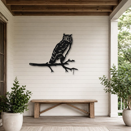 Rusty Rooster Fabrication & Design Physical product Owl on a Branch Metal Wall Art (A62)