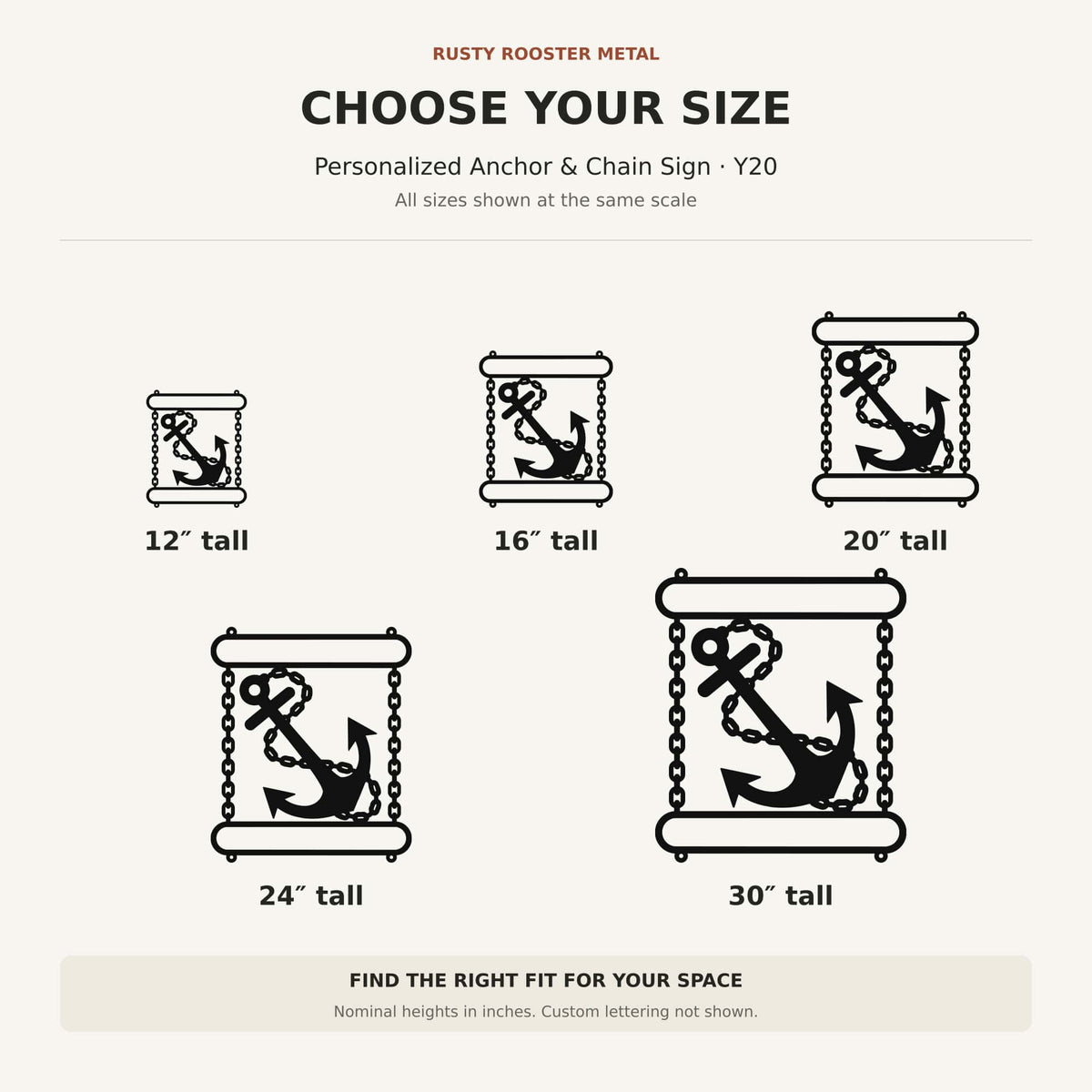 Rusty Rooster Fabrication & Design Physical product Personalized Anchor and Chain Metal Wall Sign (Y20)