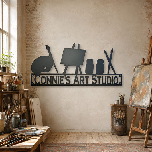 Rusty Rooster Fabrication & Design Physical product Personalized Art Studio Metal Sign – Painter Decor (Y33)