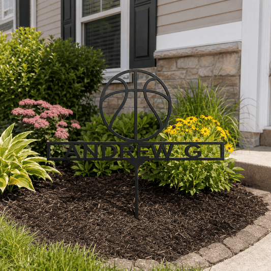Rusty Rooster Fabrication & Design Physical product Personalized Basketball Metal Garden Stake (Z25)