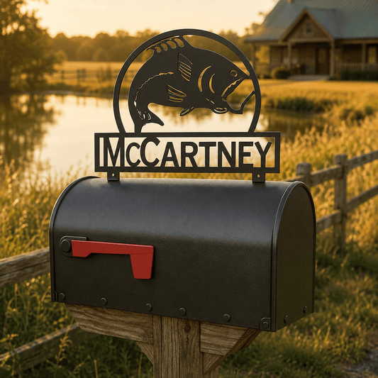 Rusty Rooster Fabrication & Design Physical product Personalized Bass Fishing Mailbox Topper (I30)