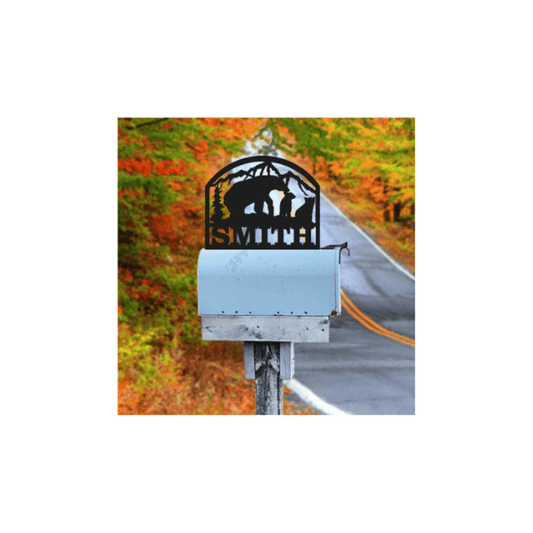 Rusty Rooster Fabrication & Design Physical product Personalized Bear and Cubs Metal Mailbox Topper (D40)