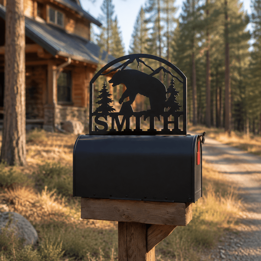 Rusty Rooster Fabrication & Design Physical product Personalized Bear Mailbox Topper (E31)
