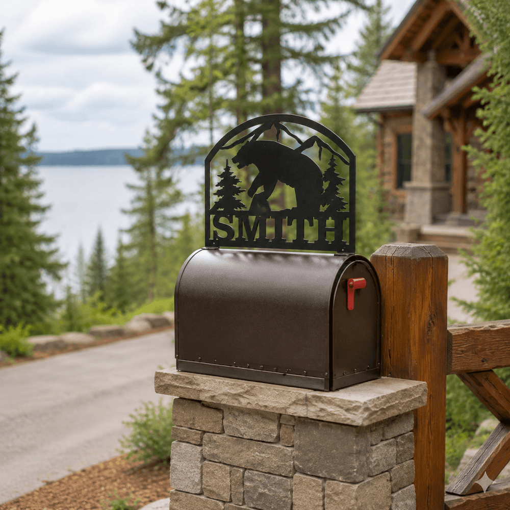 Rusty Rooster Fabrication & Design Physical product Personalized Bear Mailbox Topper (E31)