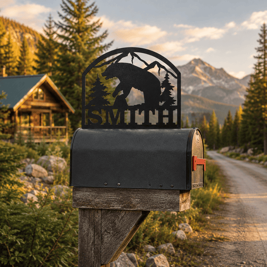Rusty Rooster Fabrication & Design Physical product Personalized Bear Mailbox Topper (E31)