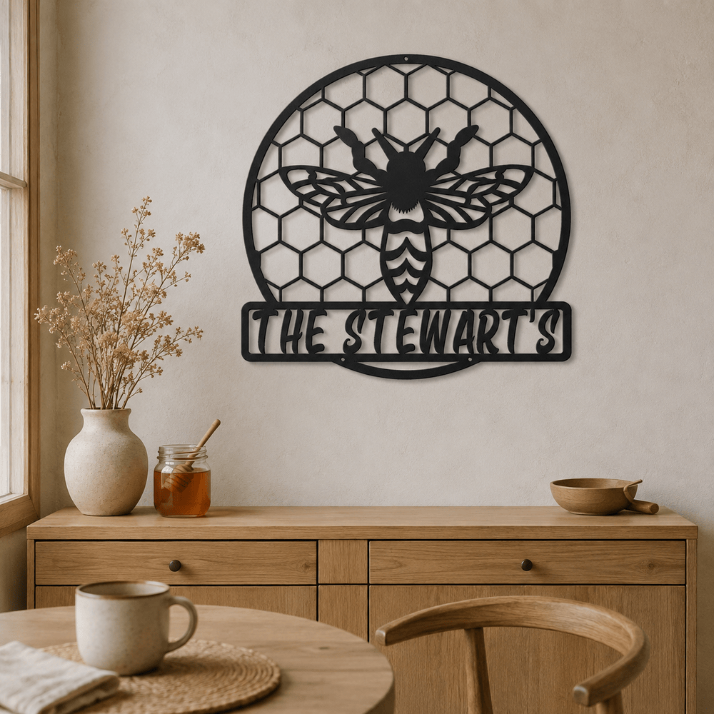 Rusty Rooster Fabrication & Design Physical product Personalized Bee & Honeycomb Metal Sign (C74)