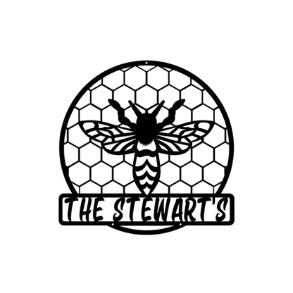 Rusty Rooster Fabrication & Design Physical product Personalized Bee Sign with Honeycomb - Sweeten Your Space (C74)