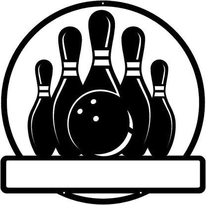 Rusty Rooster Fabrication & Design Physical product Personalized Bowling Ball with Pins Sign - Strike Up Some Fun (C76)