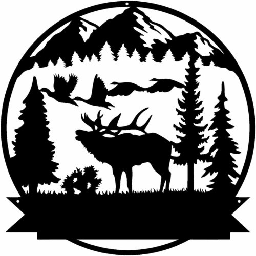 Rusty Rooster Fabrication & Design Physical product Personalized Bull Elk Wildlife Monogram - Rusty Rooster Metal (U26)