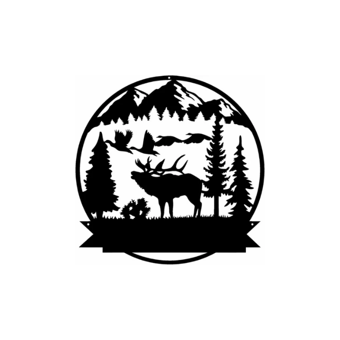 Rusty Rooster Fabrication & Design Physical product Personalized Bull Elk Wildlife Monogram - Rusty Rooster Metal (U26)