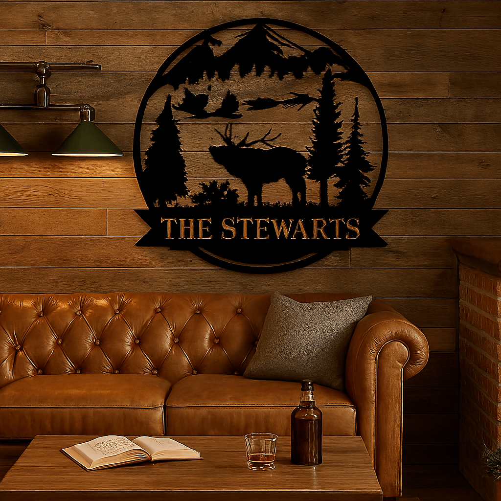 Rusty Rooster Fabrication & Design Physical product Personalized Bull Elk Wildlife Monogram - Rusty Rooster Metal (U26)