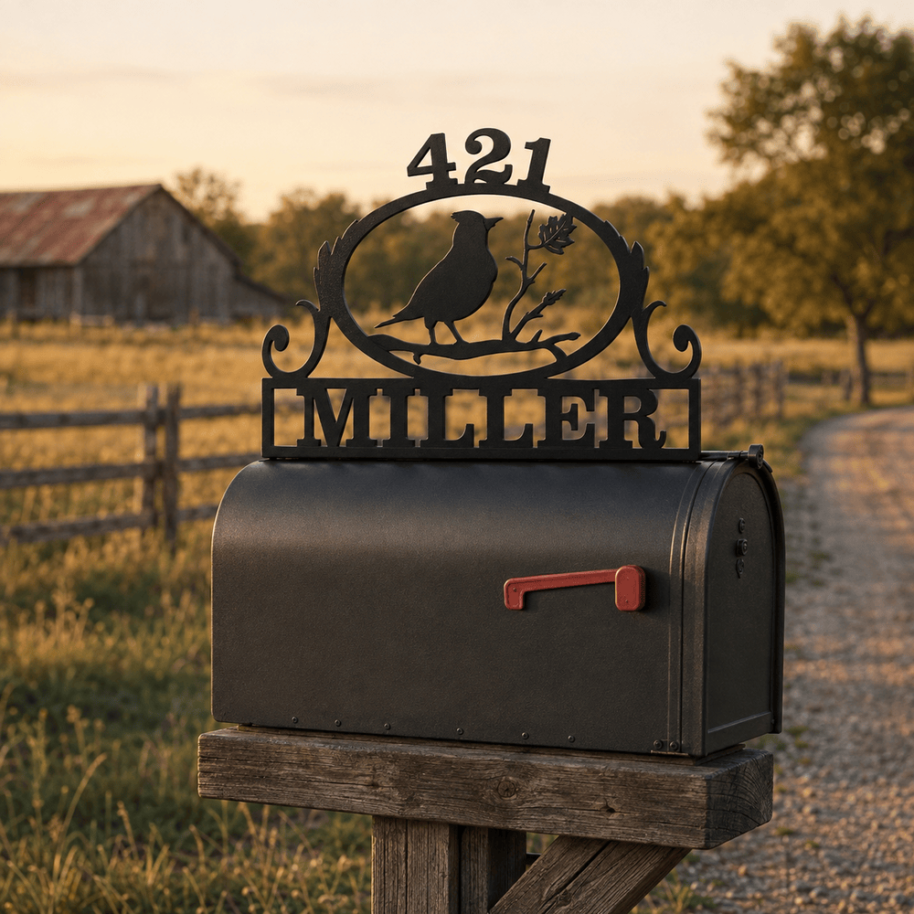 Rusty Rooster Fabrication & Design Physical product Personalized Cardinal Mailbox Topper (H32)