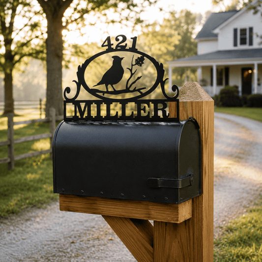 Rusty Rooster Fabrication & Design Physical product Personalized Cardinal Mailbox Topper (H32)