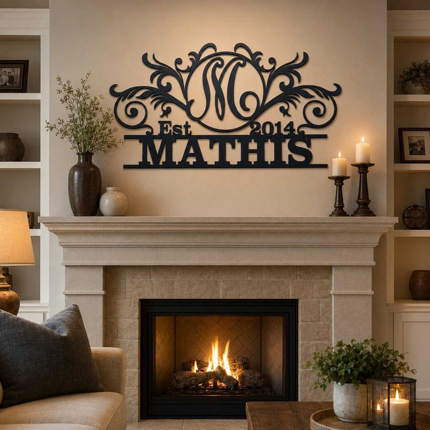 Rusty Rooster Fabrication & Design Physical product Personalized Circle Monogram Metal Sign – Family Name & Year (D41)